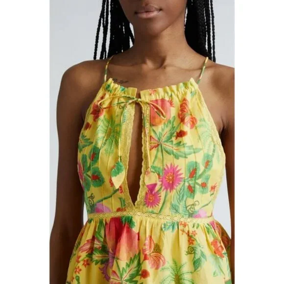 💕FARM RIO💕 Yellow Delicate Fruit Garden Sleeveless Blouse ~ Medium NWT